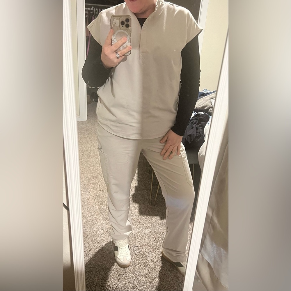 Women's FIGS Cream Pants & Top SET